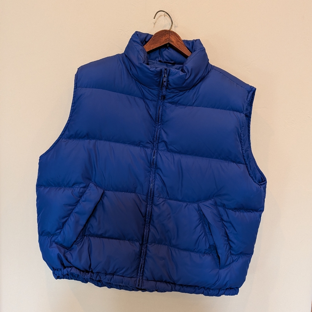 Lands End Goose Down Vest Men's XL Colbalt Blue